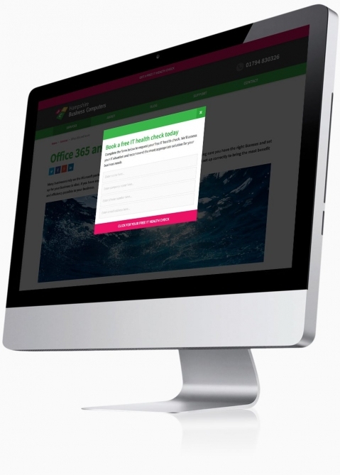 Hampshire Business Computers (Romsey) - Website Design (Pop-up Contact Form)