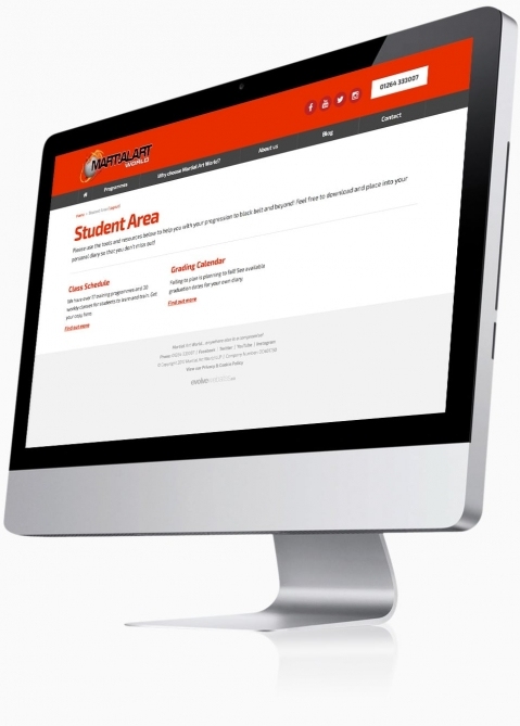 Martial Art World (Andover) - Website Design (Student Area)